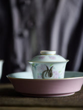 Load image into Gallery viewer, pastel hand-painted rabbit Gai Wan/tea cup(粉彩手绘兔子盖碗/茶杯)