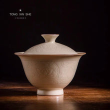 Load image into Gallery viewer, Carved lotus lotus leaf high foot gaiwan 120ml
