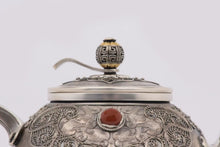 Load image into Gallery viewer, 9999 Sterling Silver Filigree Ruyi Pattern Insulated Silver Kettle / Sterling Silver Justice Cup.