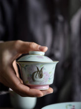 Load image into Gallery viewer, pastel hand-painted rabbit Gai Wan/tea cup(粉彩手绘兔子盖碗/茶杯)