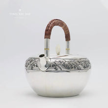 Load image into Gallery viewer, 9999 sterling silver teapot / insulated water ripple silver teapot / boiling mercury teapot