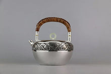 Load image into Gallery viewer, 9999 sterling silver teapot / insulated water ripple silver teapot / boiling mercury teapot