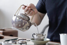 Load image into Gallery viewer, "Turtle and Crane Yannian" sterling silver kettle