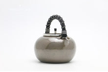 Load image into Gallery viewer, 999 sterling silver boiling teapot and mercury pot, handmade one sterling silver pot with rattan insulation small girders