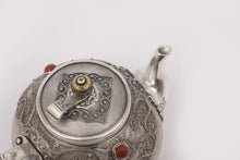 Load image into Gallery viewer, 9999 Sterling Silver Filigree Ruyi Pattern Insulated Silver Kettle / Sterling Silver Justice Cup.