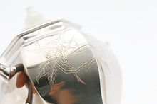 Load image into Gallery viewer, Hexagonal Palace Lantern Sterling Silver Teapot / Chiseled Pipa Mantis