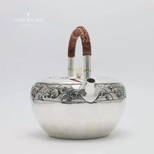 Load image into Gallery viewer, 9999 sterling silver teapot / insulated water ripple silver teapot / boiling mercury teapot