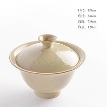 Load image into Gallery viewer, Carved lotus lotus leaf high foot gaiwan 120ml