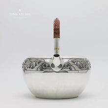 Load image into Gallery viewer, 9999 sterling silver teapot / insulated water ripple silver teapot / boiling mercury teapot