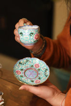 Load image into Gallery viewer, Tongxin She Collection | Yizhen Tang Turquoise-Ground Flower-Edge Cup &amp; Saucer Imperial Kiln Aesthetics for Everyday Life
