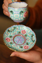 Load image into Gallery viewer, Tongxin She Collection | Yizhen Tang Turquoise-Ground Flower-Edge Cup &amp; Saucer Imperial Kiln Aesthetics for Everyday Life
