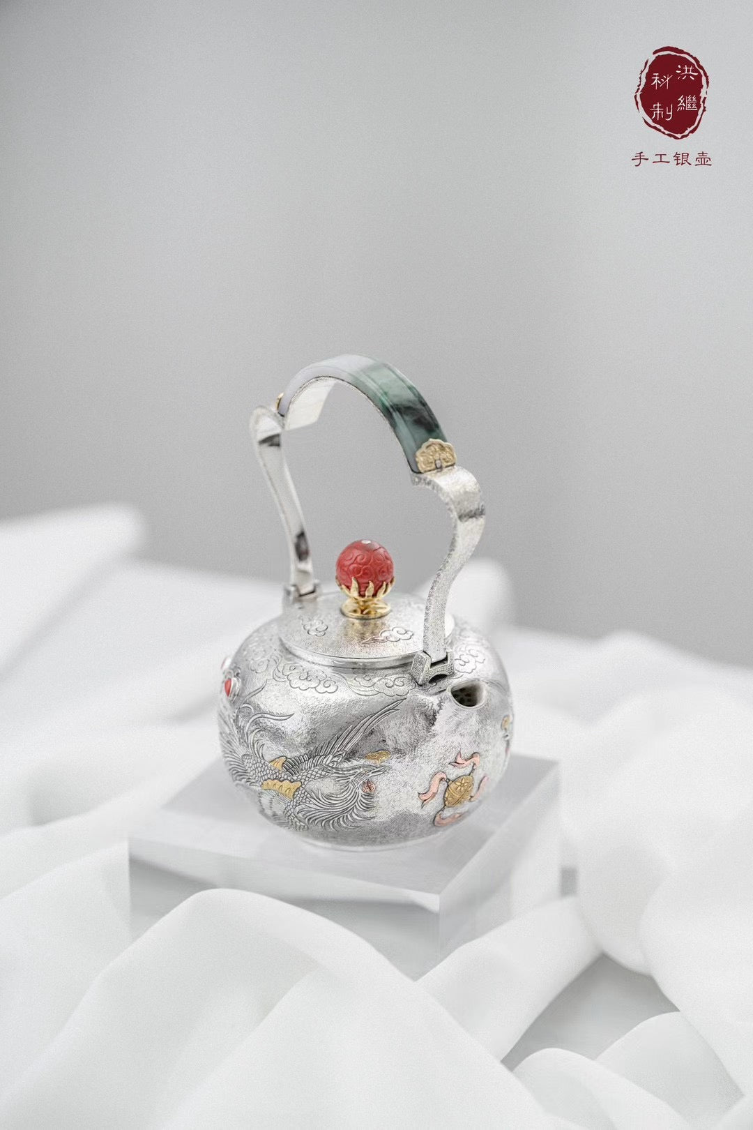 銀製　sliver 彫銀　瓢箪型　楊子入れ　薬味入れ　小物入れ Phoenix Ruyi Liang Silver Pot – Tong Xin She