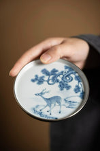 Load image into Gallery viewer, Tongxin She Selection | Silver-Rimmed Blue and White Deer Gongfu Tea Set
