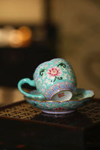 Load image into Gallery viewer, Tongxin She Collection | Yizhen Tang Turquoise-Ground Flower-Edge Cup &amp; Saucer Imperial Kiln Aesthetics for Everyday Life

