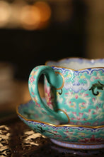 Load image into Gallery viewer, Tongxin She Collection | Yizhen Tang Turquoise-Ground Flower-Edge Cup &amp; Saucer Imperial Kiln Aesthetics for Everyday Life
