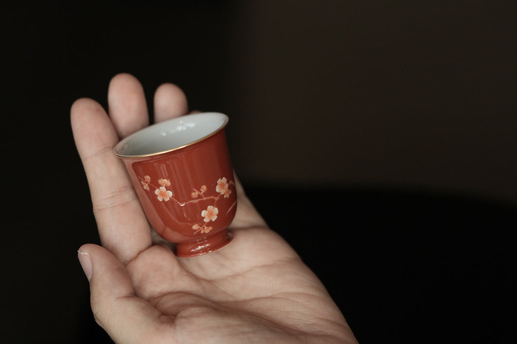 The Jingdezhen Red Plum and Orchid Aroma - appreciating Cup from Tongxin She Teahouse