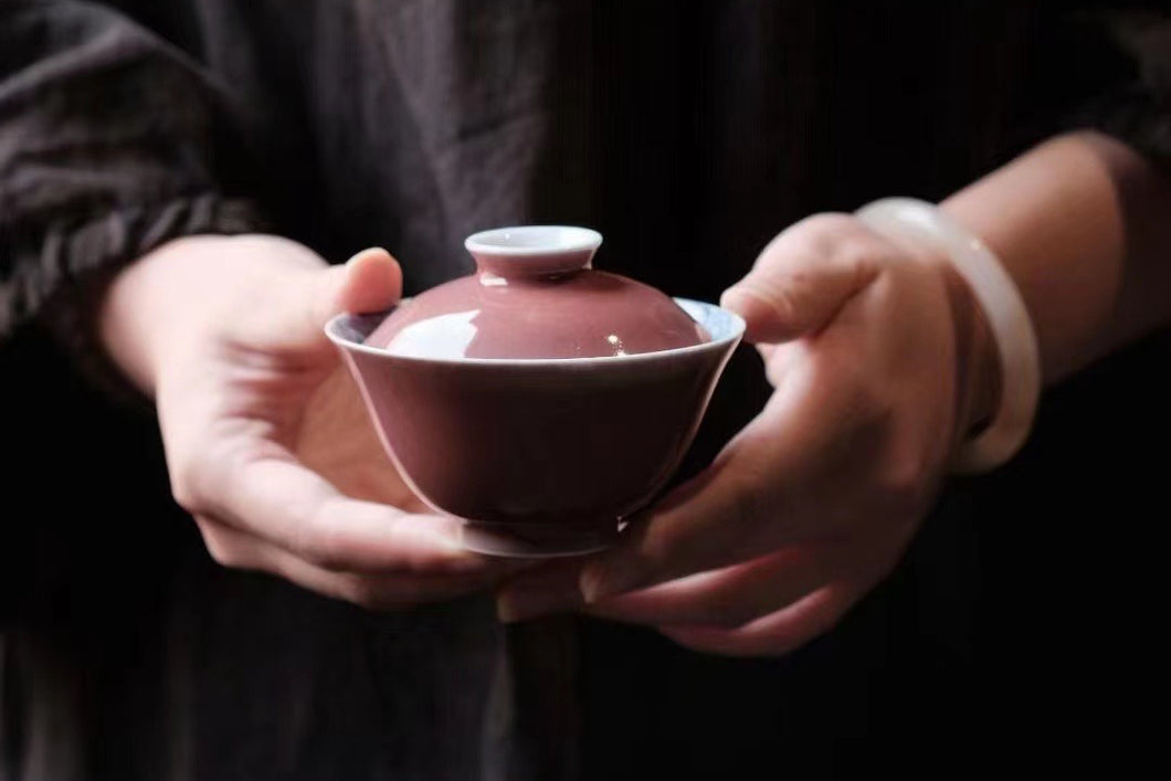 Cowpea red glaze small gaiwan