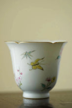 Load image into Gallery viewer, Tongxin She Teahouse Fine Wares: Hand-Painted Famille Rose Butterfly &amp; Blossom, Spring Poetic Charm Encapsulated in Porcelain蝶恋花盖碗杯子
