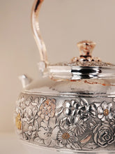 Load image into Gallery viewer, Recommendation for Collection: Intangible Cultural Heritage Master Mu Binglin&#39;s Handmade 999 Fine Silver &quot;Thousand Flowers Beam Pot&quot; at Tongxinshe Teahouse

