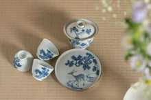 Load image into Gallery viewer, Tongxin She Selection | Silver-Rimmed Blue and White Deer Gongfu Tea Set
