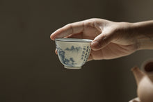 Load image into Gallery viewer, Tongxinshe Teahouse Collection: Blue and White Sanjing Indigo Silver-Rimmed Master Cup — A Private Tea Realm Only for You
