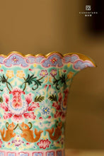 Load image into Gallery viewer, Tongxin She Tea House Collection: Yizhentang Hand-Painted Turquoise Green "Blessings Before Your Eyes" Fair Cup with Double Red Luck, 120ml
