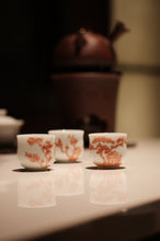 Load image into Gallery viewer, Cinnabar-Red Pine, Bamboo and Plum Kung Fu Cup Set: Painting Oriental Elegance on Porcelain
