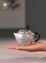 Load image into Gallery viewer, The Millennium - old Ingenuity in the Silver Teapot, Brewing a Good Taste of Time Dragon - soaring Gold - and - Silver Inlaid Pure Silver Teapot”
