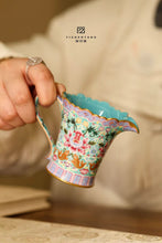 Load image into Gallery viewer, Tongxin She Tea House Collection: Yizhentang Hand-Painted Turquoise Green "Blessings Before Your Eyes" Fair Cup with Double Red Luck, 120ml
