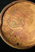 Load image into Gallery viewer, &quot;round water - storage purple sand tea tray with a carved unicorn&quot;.
