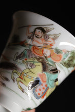 Load image into Gallery viewer, Imitation Kangxi Period Five-Colored Porcelain Cup Pair: The Romance of the Western Chamber Scenes
