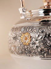 Load image into Gallery viewer, Recommendation for Collection: Intangible Cultural Heritage Master Mu Binglin&#39;s Handmade 999 Fine Silver &quot;Thousand Flowers Beam Pot&quot; at Tongxinshe Teahouse
