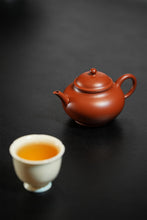 Load image into Gallery viewer, Vermilion Clay Miniature, Capturing Mountain Tea Essence – Fully Handmade Da Hong Pao Clay Shui Ping Teapot by Wang Yajun, an Exclusive Vessel for Wuyi Rock Tea &amp; Phoenix Dancong Tea
