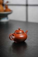 Load image into Gallery viewer, Vermilion Clay Miniature, Capturing Mountain Tea Essence – Fully Handmade Da Hong Pao Clay Shui Ping Teapot by Wang Yajun, an Exclusive Vessel for Wuyi Rock Tea &amp; Phoenix Dancong Tea

