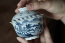 Load image into Gallery viewer, Tongxin She Teahouse New Arrival | Blue and White Landscape Poem Gaiwan, Limited Edition
