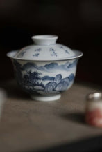 Load image into Gallery viewer, Tongxin She Teahouse New Arrival | Blue and White Landscape Poem Gaiwan, Limited Edition
