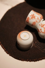 Load image into Gallery viewer, Cinnabar-Red Pine, Bamboo and Plum Kung Fu Cup Set: Painting Oriental Elegance on Porcelain
