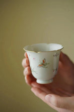Load image into Gallery viewer, Tongxin She Teahouse Fine Wares: Hand-Painted Famille Rose Butterfly &amp; Blossom, Spring Poetic Charm Encapsulated in Porcelain蝶恋花盖碗杯子
