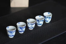 Load image into Gallery viewer, Tongxin Tea House Exclusive | Hand-Painted Blue and White Bamboo Shadow Tea Cup Set
