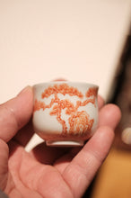Load image into Gallery viewer, Cinnabar-Red Pine, Bamboo and Plum Kung Fu Cup Set: Painting Oriental Elegance on Porcelain
