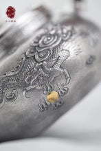 Load image into Gallery viewer, Unveiling the Hidden Gem at Tongxin She Teahouse: Hongji&#39;s Exquisite Dragon - Adorned Sterling Silver Teapot
