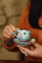 Load image into Gallery viewer, Tongxin She Collection | Yizhen Tang Turquoise-Ground Flower-Edge Cup &amp; Saucer Imperial Kiln Aesthetics for Everyday Life
