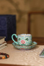 Load image into Gallery viewer, Tongxin She Collection | Yizhen Tang Turquoise-Ground Flower-Edge Cup &amp; Saucer Imperial Kiln Aesthetics for Everyday Life
