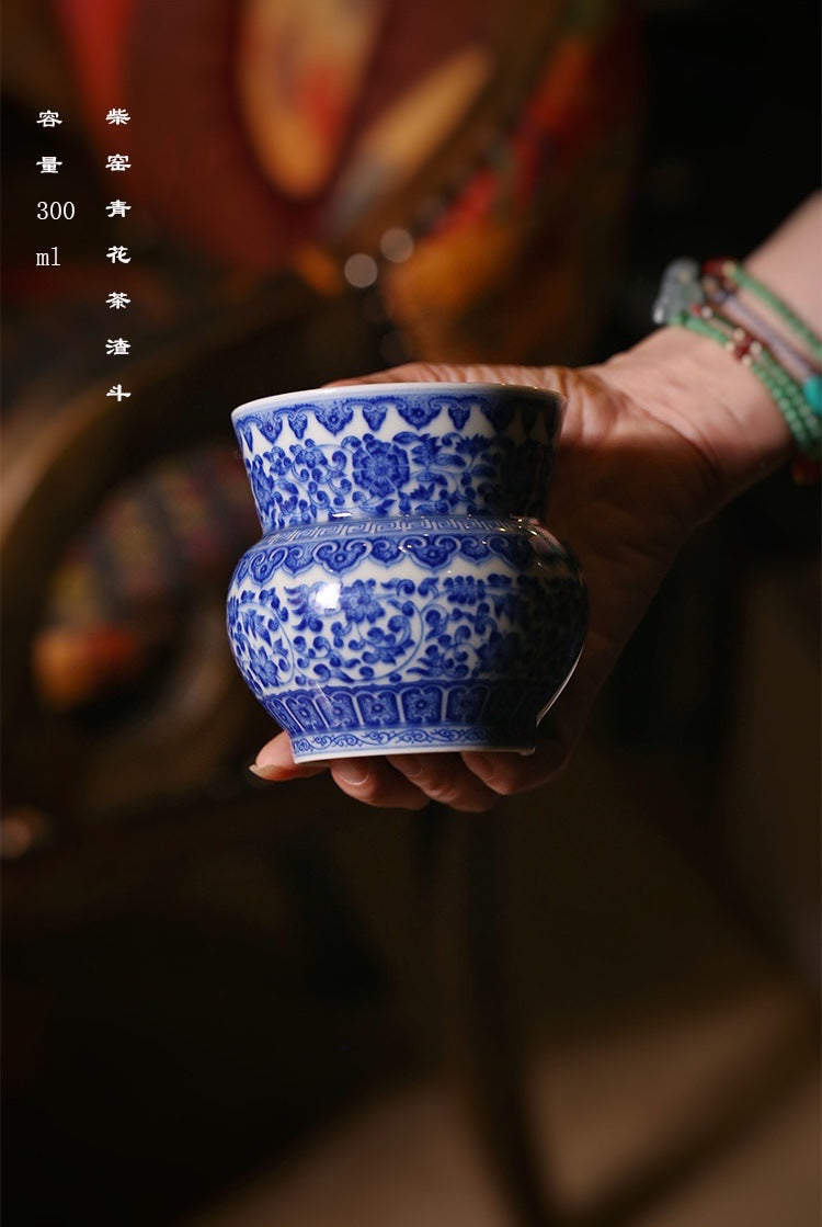 Chai kiln hand-painted blue and white slag bucket 300ml