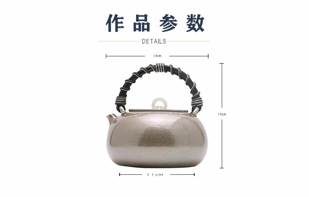 9999 sterling silver rattan handle boiling mercury pot, jade pick ...