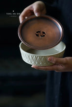Load image into Gallery viewer, Copper covered lotus petals Hu Cheng base diameter 13.5cm diameter 16cm height 4.7cm
