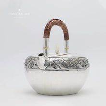 Load image into Gallery viewer, 9999 sterling silver teapot / insulated water ripple silver teapot / boiling mercury teapot
