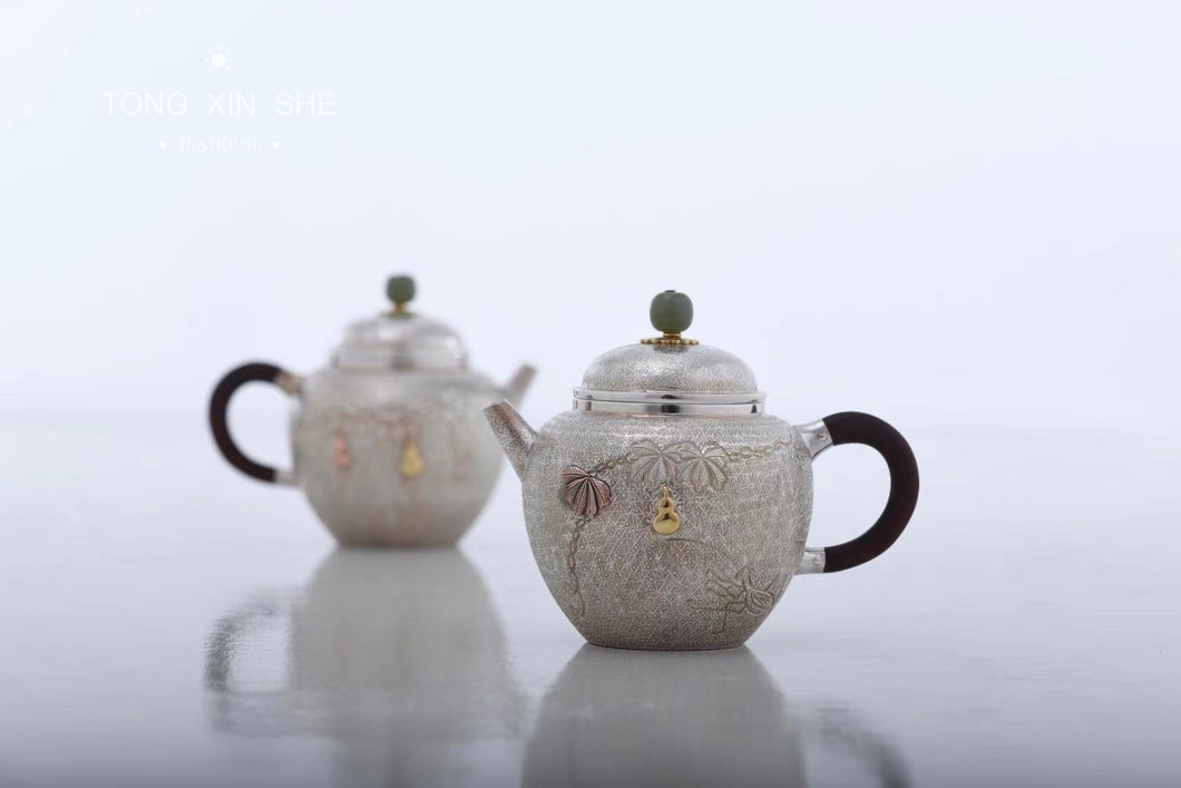 9999 sterling silver Fulu handmade treasure silver teapot